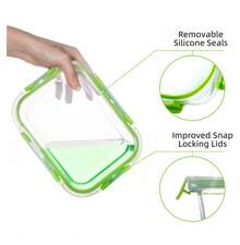 2/10 piezas + 1 juego de recipientes de vidrio para almacenar alimentos, juego de recipientes de vidrio para preparar comidas, recipientes para almacenar alimentos con tapas herméticas, para el almuerzo de la oficina en la cocina del hogar, aptos para lavavajillas/microondas/horno/congelador - Verde 2 piezas - Ver 2