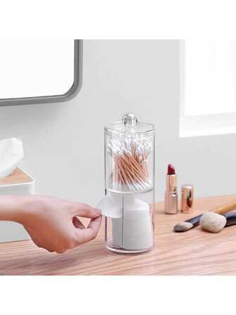 2 Pieces Clear Acrylic Bathroom Cleaning Swab And Dental Floss Storage Jars, Cleaning Swab Storage Jars, Suitable For Home Storage And Organization, And Place Small Items, Organization And Storage, Storage Organizer, Closet Organization And Storage, Travel, Home Essentials, Travel Accessories, Travel Essentials, Christmas