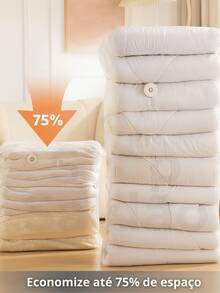 Kit Of 10 Vacuum Storage Bags For Clothes, 3 Sizes: 5 - 50x60cm / 3 - 60x80cm / 2 - 70x110cm For Travel + 1 Manual Pump - 無色 - 查看 3