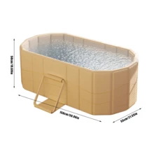 Tina Plegable Bañera Grande Spa Adulto Baño En Casa Portátil - Caqui - Ver 5