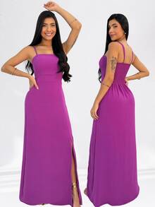 Women's Dress For Parties And Events, Weddings, Day And Night, Bridal Ceremony, Day And Civil Ceremony, Christening, Baptism, Gender Reveal, Engagement - 玫瑰紅 - 查看 4