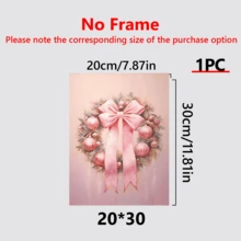 1 pieza, Guirnalda rosa festiva, arte de pared, decoración navideña de pared, arte de pared suave de invierno, póster navideño adorable y femenino, perfecto para Navidad, ideal para decoración de habitación, decoración navideña del hogar, arte de pared, pósteres, arte de pared con marco - Lienzo (marco opcional)