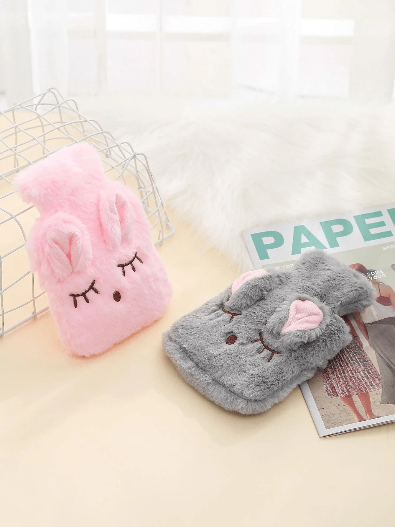 1 Pc Plush Rabbit Hot Water Bottle, Soft And Warm Hot Water Bottle For Winter, Back-To-School Supplies, Halloween, Christmas, Valentine's Day Gift - Multicolor - View 1