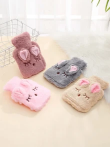1 Pc Plush Rabbit Hot Water Bottle, Soft And Warm Hot Water Bottle For Winter, Back-To-School Supplies, Halloween, Christmas, Valentine's Day Gift - Multicolor - View 3