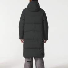 Adidas 3S L DOWN JKT Unisex Warm Windproof And Water-Repellent Duck Down Striped Zipper Hooded Long Cotton Down Jacket KC2498 - Black - View 2