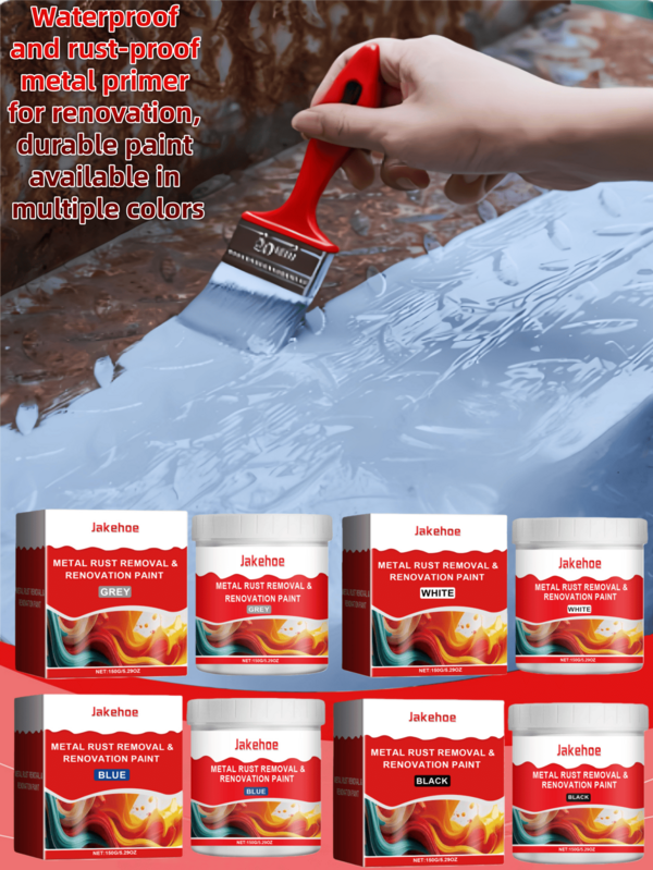 100克铁锈转化剂，防锈漆，无需打磨即可用于波纹钢屋顶翻新，金属门窗防锈漆，水性防锈金属底漆，耐用翻新漆，多种颜色可选