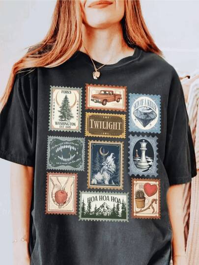 Camiseta Inspirada en Crepúsculo Ciudad de Forks, Camiseta de Forks, Washington, Camiseta de la Temporada Hoa Hoa Hoa, Regalo para Amantes de los Libros, Estética Acogedora de Vampiros