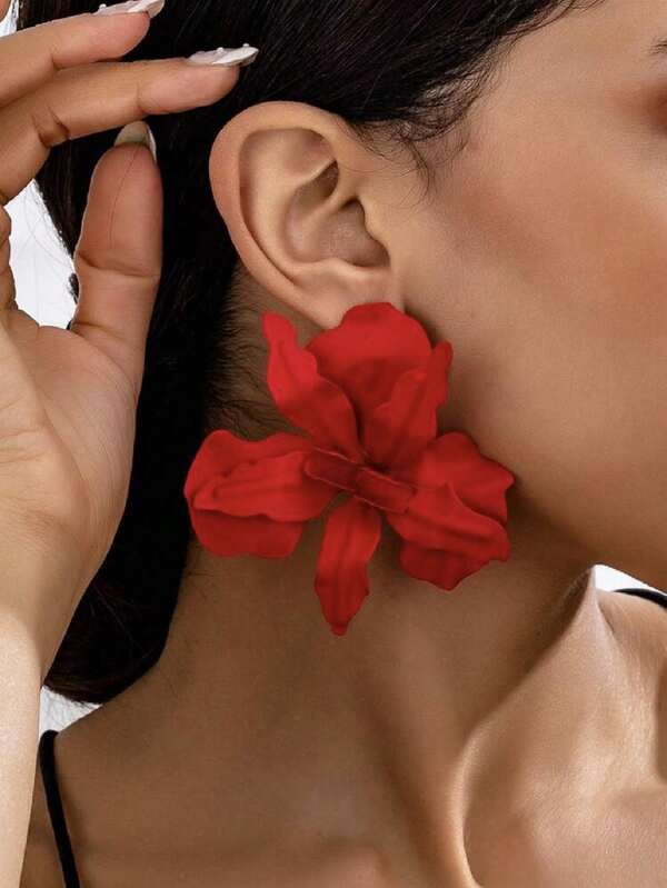 1 Pair Fashionable 2025 New European & American Cross-Border Jewelry Enamel Petal Earrings, Exquisite Design, Suitable For Women's Party, Daily Wear, Valentine's Day, Wedding, Travel, Mother's Day