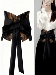 1 Stück Taillengürtel für Kleider, chinesischer Stil Blume Muster Polyester Taillendekoration Gürtel, elegant und retro