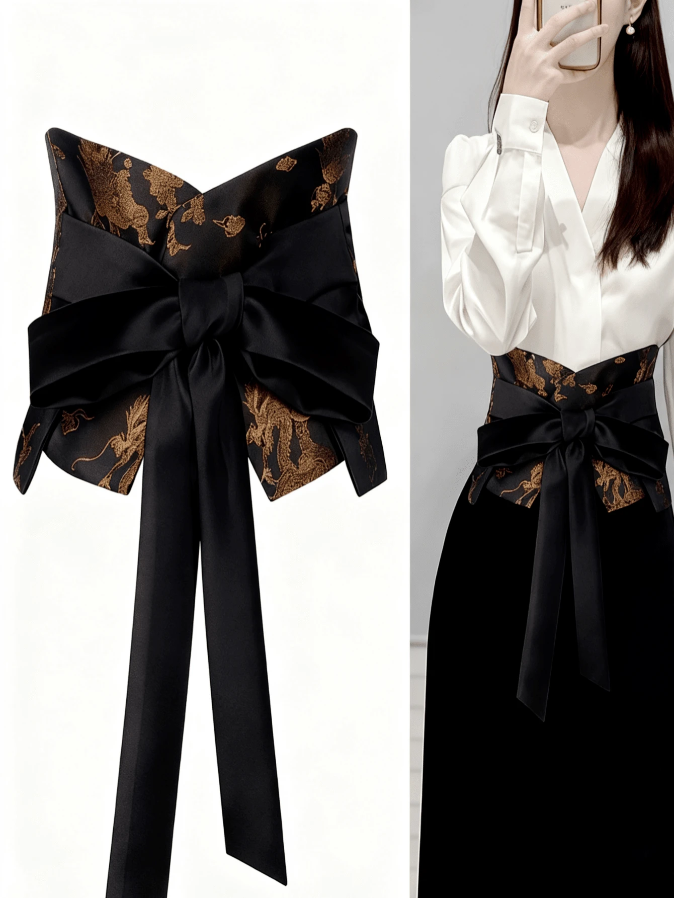 1 Stück Taillengürtel für Kleider, chinesischer Stil Blume Muster Polyester Taillendekoration Gürtel, elegant und retro