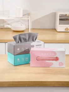 20条装洗碗巾，1盒20条，无毛、无油、可重复使用，柔软舒适，可用于擦拭桌子、清洁卧室、厨房，超细纤维厨房洗碗布（随机盒装） - 彩色 - 查看 1