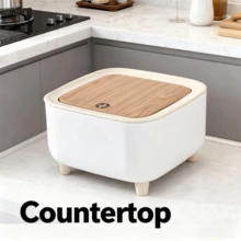 Square Plastic Trash Can With Lid And Button, Odor-Sealing Waste Bin For Bedroom, Bathroom, Living Room, Office, And Kitchen - 2.6 Gallon And 0.5 Gallon Options