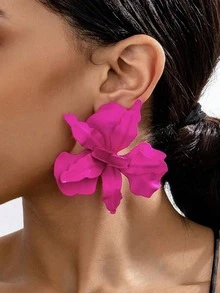 1 Pair Fashionable 2025 New European & American Cross-Border Jewelry Enamel Petal Earrings, Exquisite Design, Suitable For Women's Party, Daily Wear, Valentine's Day, Wedding, Travel, Mother's Day