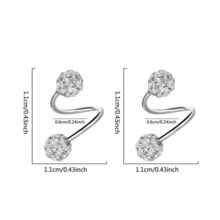 eTel LiKe 简约别致不锈钢 C 形螺纹耳环，带水钻时尚耳钉 - 銀色 - 查看 10