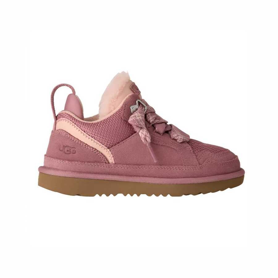 UGG Lowmel Girls' Grade School Shoes Suede Canvas Sneakers - Nâu/Hồng Bình Minh - Xem 1