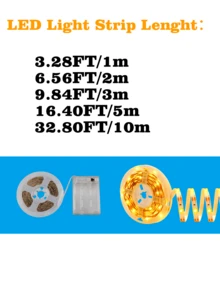 5V电池供电2835柔性暖白光LED灯带（不含电池） - 专为卧室和户外露营装饰而设计 - Warm Light - 查看 2