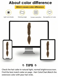 14英寸合成抓爪夹式编织马尾假发片，适合女性各种日常发型。 - 彩色 - 查看 8