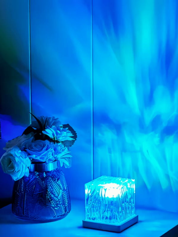 1pc 16 Color Changing Crystal Cube Lamp, Christmas Decor, Room Decor, Aurora Borealis Projection Night Light With Remote Control, Night Light Projector, Valentine's Day Decor, Bedroom, Gift