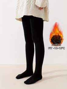 女士保暖内衬打底裤 - 黑色秋冬保暖紧身裤 - 黑色 - 查看 4