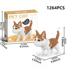 1 件装趣味卡通宠物猫迷你积木套装，4 种不同姿势（坐姿、伸展姿、挥手姿、走路姿），3D 拼图 DIY 动物模型装饰节日礼物房间装饰