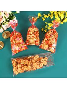 50个情人节糖果袋，心形和红唇图案零食饼干袋，情人节派对礼品袋，情人节装饰袋 - 彩色 - 查看 4