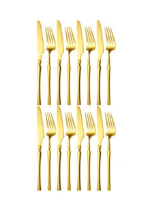 2/4/6/8/10/12pcs Stainless Steel Cutlery Set, Suitable For Home Kitchen, Restaurant, Hotel, Daily Use, Holiday Party, Wedding Banquet - Gold - View 14
