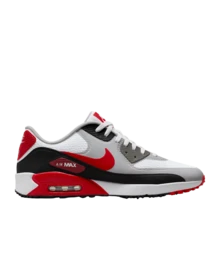 Men's Air Max 90 Golf Shoes - Men's Golf - Men's Nike Shoes - Blue/Pink/Red/Light Blue/Lime - HV9305 - Nike - White/Black/Photon Dust/University Red - View 1