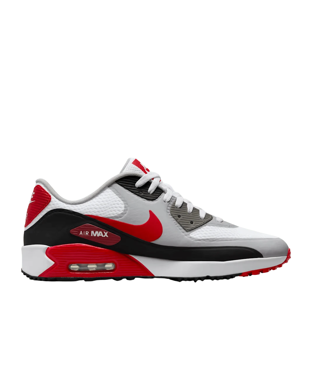 Men's Air Max 90 Golf Shoes - Men's Golf - Men's Nike Shoes - Blue/Pink/Red/Light Blue/Lime - HV9305 - Nike - White/Black/Photon Dust/University Red - View 1