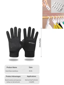 Winter Outdoor Sports Waterproof Anti-Slip Suede Touchscreen Gloves. Divided Design, Non-Slip Texture On The Palm, And "SPORT" Printed. Supports Touchscreen Function. Suitable For Running, Cycling, Hiking And Other Sports Scenarios, As Well As Daily Warmth, Creating A Convenient And Comfortable Outdoor And Daily Wearing Experience. - Multicolor - View 11