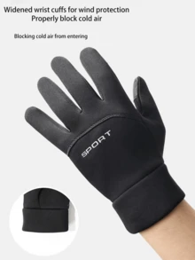 Winter Outdoor Sports Waterproof Anti-Slip Suede Touchscreen Gloves. Divided Design, Non-Slip Texture On The Palm, And "SPORT" Printed. Supports Touchscreen Function. Suitable For Running, Cycling, Hiking And Other Sports Scenarios, As Well As Daily Warmth, Creating A Convenient And Comfortable Outdoor And Daily Wearing Experience. - Multicolor - View 8