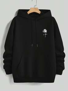 Sudadera con capucha de otoño e invierno para hombre, de manga larga, a la moda, informal, versátil, básica, informal - Negro - Ver 2
