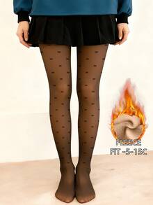 1pc 200g Warm Thermal Lined Cozy Tights Black Sheer For Winter Fashion - Multicolor - View 11