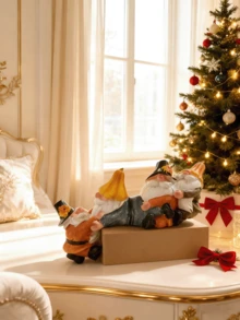 1 Christmas Pumpkin 4-In-1 Dwarf Resin Ornament - Hand-Painted Holiday Decorations With A Variety Of Colors And Patterns, Durable Resin Material, Can Be Used As A Desktop Ornament, Suitable For Holiday Home Decoration, No Electricity Required, Christmas Dwarf Ornament