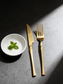 2/4/6/8/10/12pcs Stainless Steel Cutlery Set, Suitable For Home Kitchen, Restaurant, Hotel, Daily Use, Holiday Party, Wedding Banquet - Gold - View 2