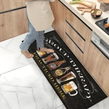 1pc Funny Wine Culture Pattern Printed Rug, Faux Wool Mat - Highly Absorbent, Easy To Clean, Suitable For Home Decor, Farmhouse, Entryway, Indoor, Room, Kitchen, Dining Room, Small Office/Home Office, Sink, Laundry Room, Doormat, Kitchen Mat, Non-Slip Mat