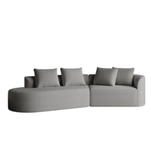 Modern Chenille Sofa, Upholstered, Oversized Corner Sofa, 4 Seater, Deep And Wide Seat, Cloud-Shaped Curved Sofa With 4 Decorative Pillows, Freely Combinable Sofa For Living Room And Bedroom - 淺灰色+雪尼爾+3座 - 查看 7