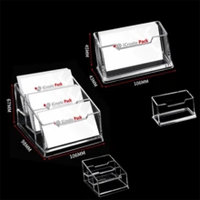 Caja de tarjetas de visita de plástico, soporte transparente para tarjetas de presentación, caja de almacenamiento de oficina, portanotas adhesivas - transparente - Ver 2