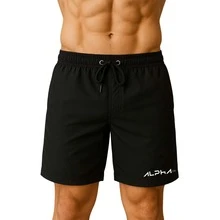 KIT 2 ALPHA CO LOBO ALFA GEOMETRIC TRAINING GYM SHORTS BERMUDA TACTEL ELASTANE DRY FIT LIGHTWEIGHT - 黑色和藍色 - 查看 8