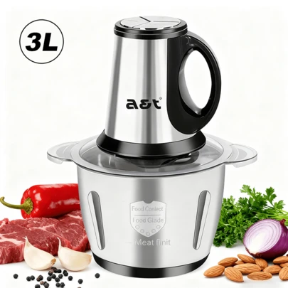 3L Electric Meat Grinder, Stainless Steel Electric Meat Grinder Blender 2 Gears 550W 110V High Power Food Processor For Vegetables Fruits Home Multifunctional Electric Meat Grinder For Home Kitchen