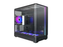 MONTECH KING 15 PRO Micro-ATX PC Case, Curved Panoramic Glass, Chimney Airflow, 360mm Radiator Support, Compact Build For High-Performance Systems, 6 ARGB PWM Fan Pre-Installed With Fan Hub, Black - Black - View 1