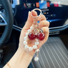 New Pearl-Strung Cherry Keychain - Stylish Acrylic Cherry Car Keychain - High-End Style Hanging Accessory - Multicolor - View 10