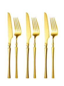 2/4/6/8/10/12pcs Stainless Steel Cutlery Set, Suitable For Home Kitchen, Restaurant, Hotel, Daily Use, Holiday Party, Wedding Banquet - Gold - View 11