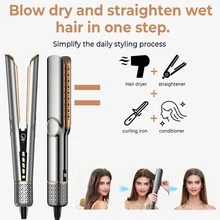 2-In-1 Multifunctional 200 Million Negative Ion Hair Straightener Can Be Used As A Hair Dryer&Straightener To Hold Hair And Quickly Dry And Heat It Up With High-Speed Airflow+3 Heating Settings+LCD Display And Automatic Shut-Off Suitable For All Hair Types - The Perfect Birthday Gift For Mothers And Girlfriends (New Year/Christmas) - EU F Type Plug(220-240V) - View 3