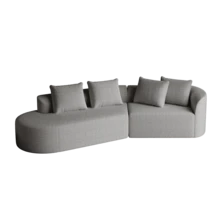 Modern Chenille Sofa, Upholstered, Oversized Corner Sofa, 4 Seater, Deep And Wide Seat, Cloud-Shaped Curved Sofa With 4 Decorative Pillows, Freely Combinable Sofa For Living Room And Bedroom - 淺灰色+雪尼爾+3座 - 查看 8