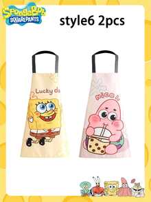 SpongeBob SquarePants 1/2 piezas Delantal de Bob Esponja para niñas de secundaria, nuevo delantal de ropa de trabajo con diseño de dibujos animados lindos para fiesta, la mejor decoración para crear un ambiente festivo con buenos amigos - Multicolor - Ver 17