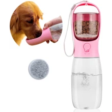 Dog Water Bottle,Portable Pet Water Bottle With Food Container,Outdoor Portable Water Dispenser For Cat, Dog, Pets For Walking,Hiking,Travel,Walk The Dog Essentials, Dog Stuff - 粉色 - 查看 8