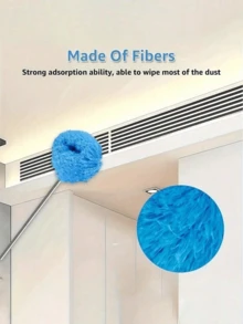 2/1pc Ultra-Fine Fiber Ceiling Fan Duster - Extendable Up To 12ft, Blue, Long Handle, Dust-Proof, Reusable, Machine Washable, Easy Cleaning - Multicolor - View 9