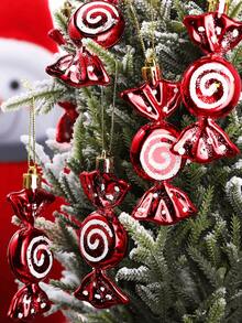 6 mặt dây chuyền Giáng sinh, Quả cầu kẹo mạ điện Giáng sinh, Đồ trang trí cây thông Noel, Trang trí nhà năm mới 2023, Giáng sinh - Nhiều màu - Xem 6
