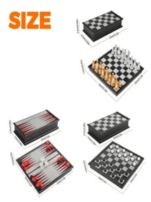 1件迷你磁性棋盤遊戲，小型便攜式折疊棋盤旅行套裝－5英吋磁性棋盤，經典西洋棋、棋盤遊戲與跳棋，口袋旅行尺寸，適合派對與活動策略遊戲，桌面遊戲配件 - 彩色 - 查看 4