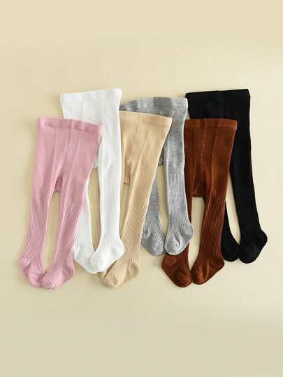 6件装纯色柔软舒适婴儿打底裤，儿童紧身裤